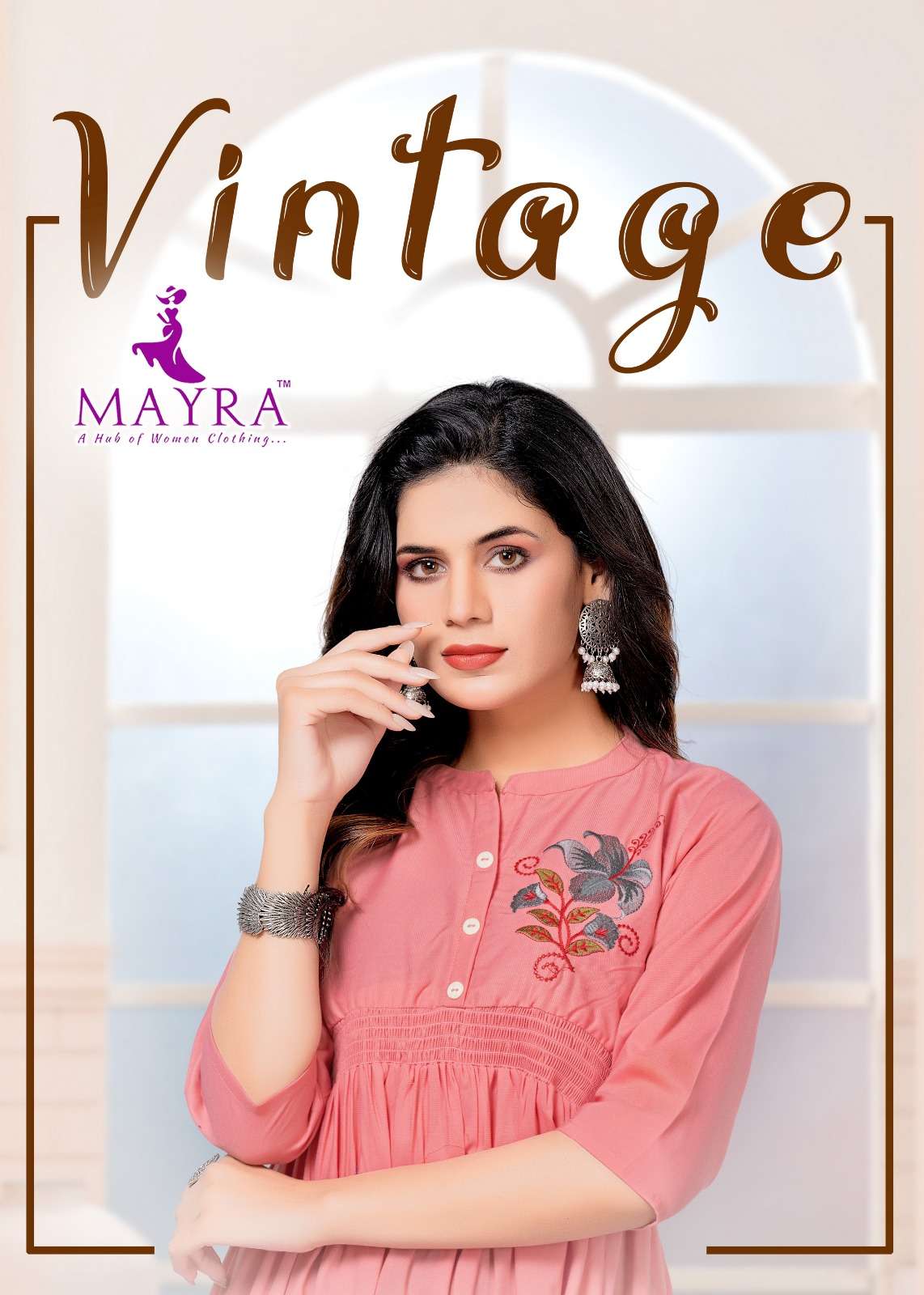 MAYRA - VINTAGE - FANCY BOMBAY VISCOSE LYCRA FABRICS EMBROYDREY WORK UMBRELLA TOP WITH SMOKE WORK CONCEPT - POSTER
